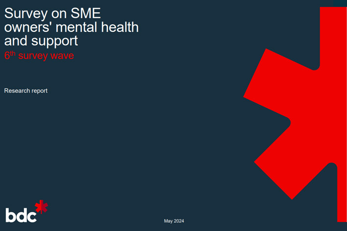 Survey cover on SME owner's mental health and support May 2024