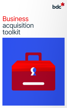 illustration of a red toolkit with the text Business acquisition toolkit