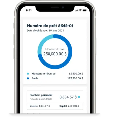 Example de page de gestion centralisée sur l'appli de BDC