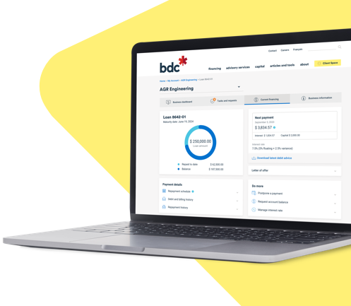 Client Space of the BDC site on a computer screen
