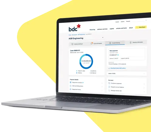 Client Space of ​​the BDC site on a computer screen