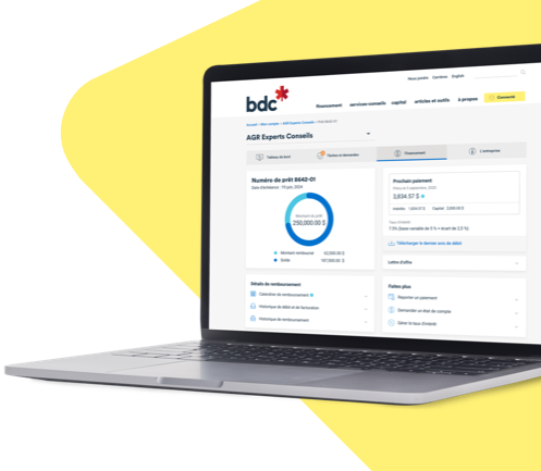 Espace client du site de la BDC sur un écran d'ordinateur