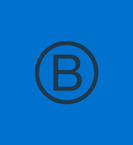 Logo B corp sur fond bleu