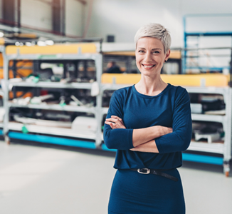 businesswoman standing proudly in her studio