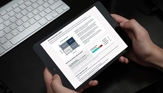 Close-up of an IPad showing the results of a BDC digital maturity assessment