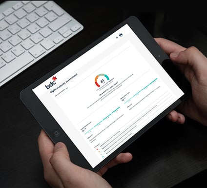 Close-up of an IPad showing the results of a BDC digital maturity assessment