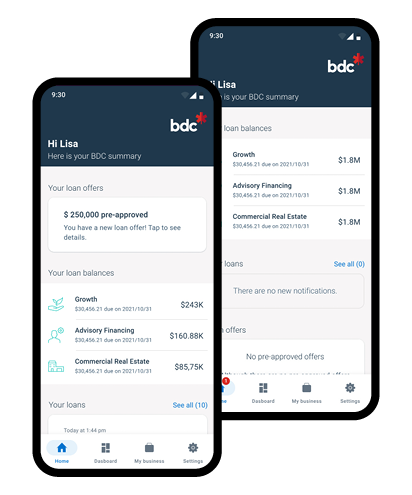 Client pre-approved loan screenshot from bdc app