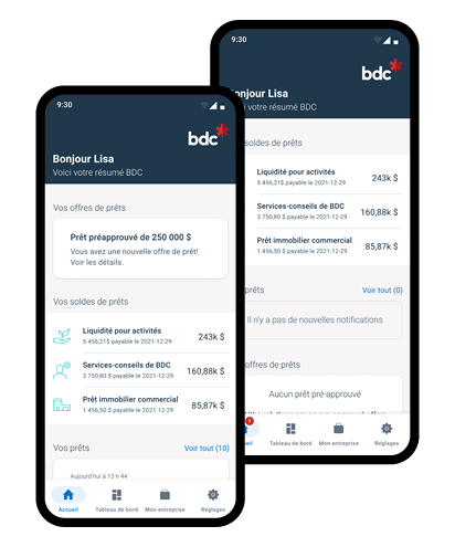 Capture d'écran du prêt pré-approuvé par le client depuis l'application BDC