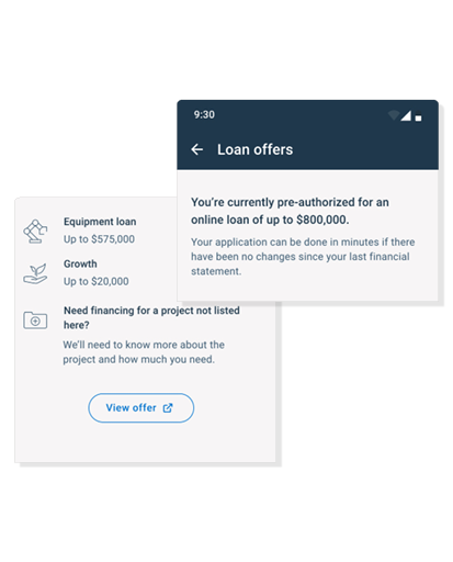 Loan offers screenshot from BDC app