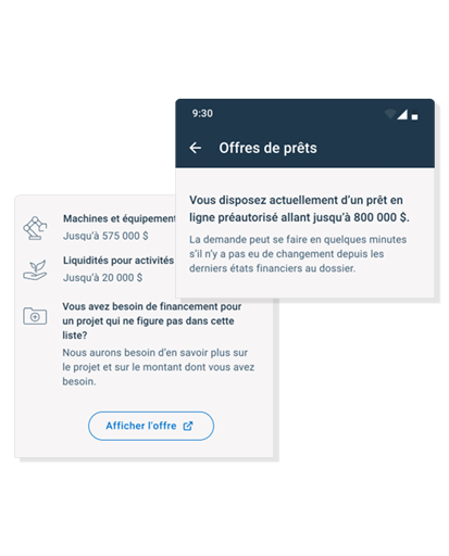 Le prêt offre une capture d’écran de l’application BDC