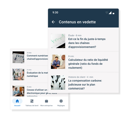 Capture d'écran du contenu en vedette de l'application BDC