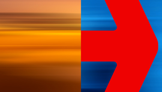abstract coloured background with red arrow pointing right