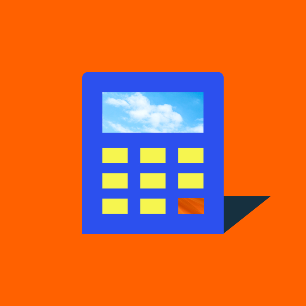Illustration of a calculator on orange background