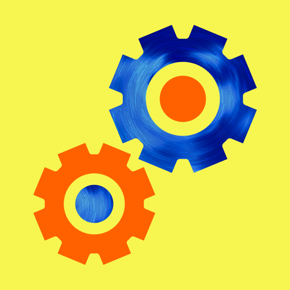 Illustration of industrial gears turning