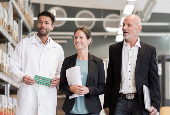 Buyer, seller and consultant visiting the facilities