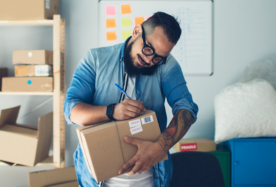 Man preparing an order for shipping