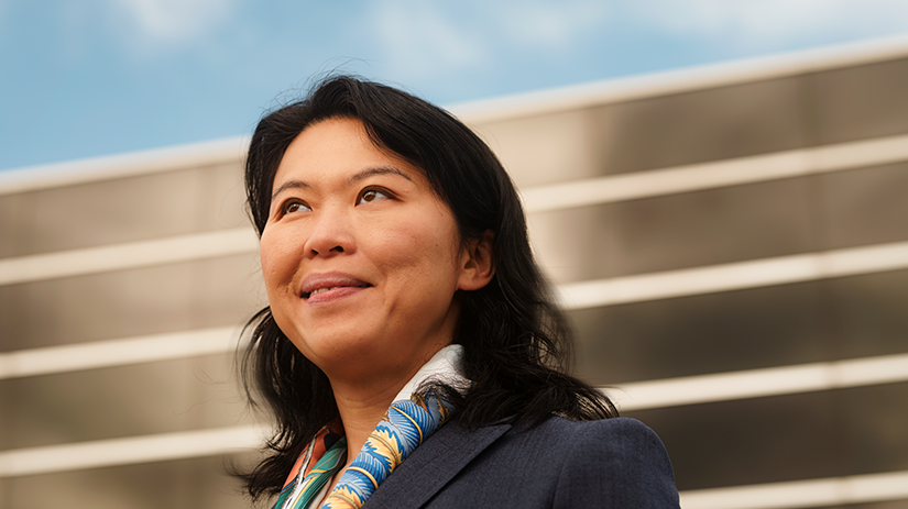 asian women looking away with scarf