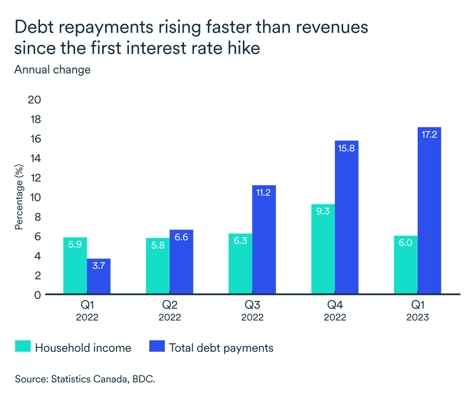 MEL July 2023 graph, Debt repayments
