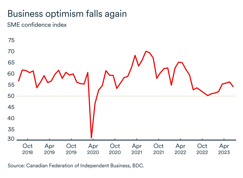 MEL July 2023 graph: SME confidence index
