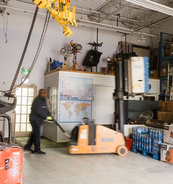 Stephen Callendar in the Bass Installation warehouse