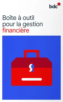  Illustration d'une boîte à outils rouge avec le texte Boîte à outil pour la gestion financière