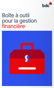  Illustration d'une boîte à outils rouge avec le texte Boîte à outil pour la gestion financière