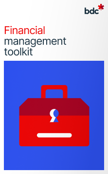 Illustration of a red toolkit with the text Financial Management toolkit