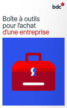 illustration d'une boîte à outils rouge avec le texte boîte à outils pour l'achat d'une entreprise