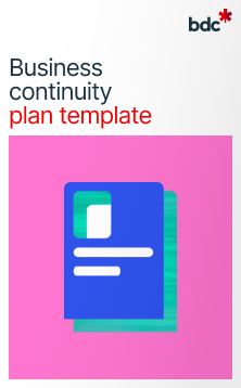 Illustration of a document in bright colors with text Business Continuity Plan Template