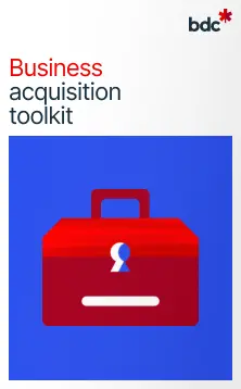 illustration of a red toolkit with the text Business acquisition toolkit