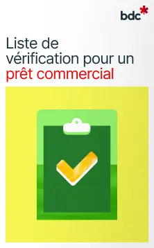 Illustration d'un presse-papiers aux couleurs vives avec le texte Liste de vérification pour un prêt commercial