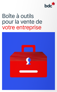  Illustration d'une boîte à outils rouge avec le texte Boîte à outils pour la vente de votre entreprise