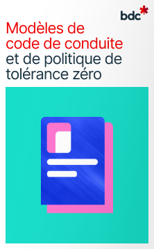  Illustration d'un document papier aux couleurs vives avec texte Modèles de code de conduite et de politique de tolérance zéro