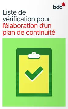 Illustration d'une liste de vérification avec le texte Liste de vérification pour l'élaboration d'un plan de continuité
