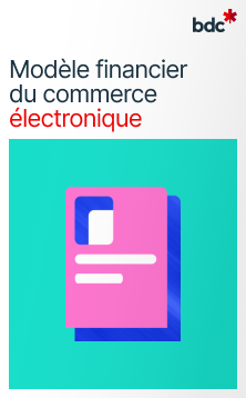 Illustration d'un document aux couleurs vives avec le texte Modèle financier du commerce électronique
