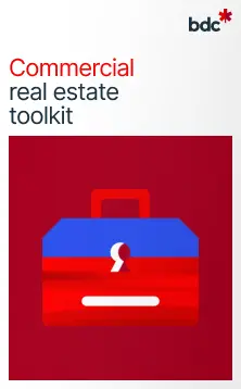 Illustration of a red toolkit with the text Commercial Real Estate Toolkit