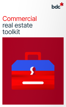 Illustration of a red toolkit with the text Commercial Real Estate Toolkit