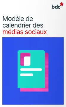 Illustration d'un document aux couleurs vives avec le texte Modèle de calendrier des médias sociaux