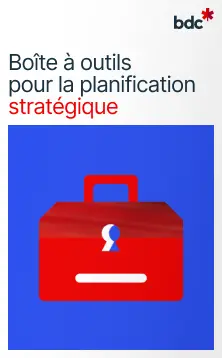  Illustration d'une boîte à outils rouge avec le texte Boîte à outils pour la planification stratégique