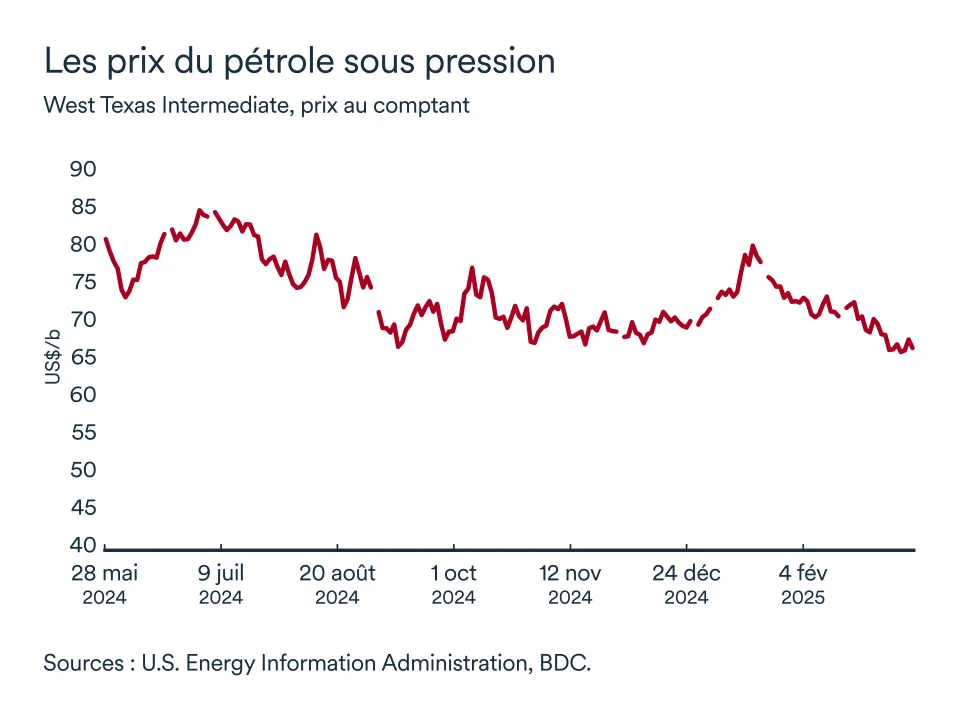 Graphique MEL avril 2025: Prix du pétrole WTI