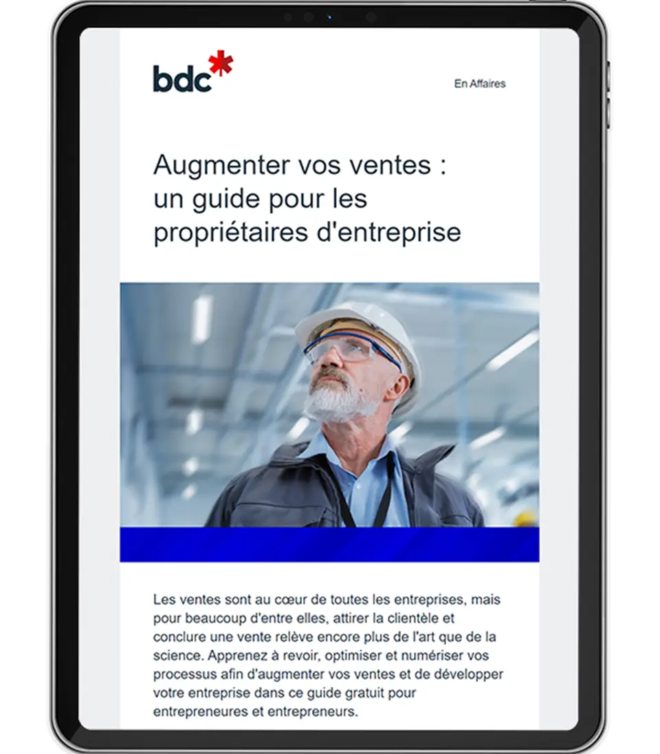 Example d'une infolettre en affaires sur un écran d'ipad