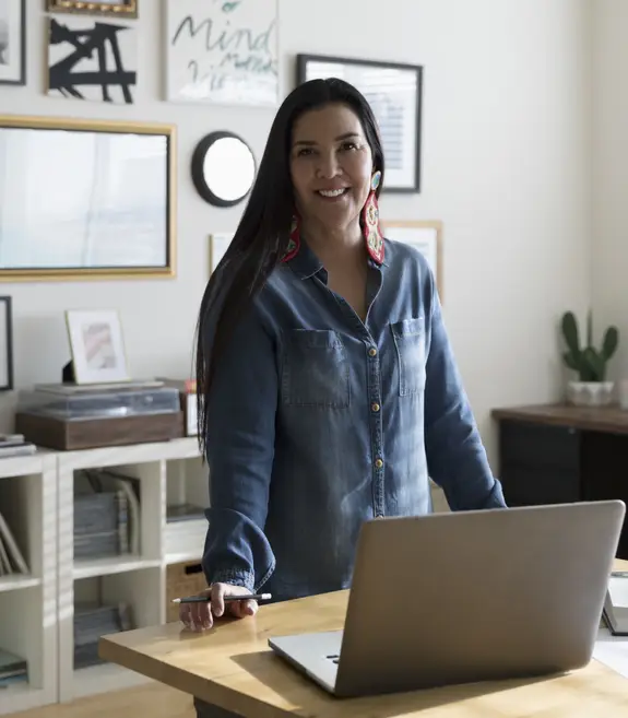 indigenous businesswoman in her office