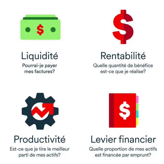 Graphique des 4 ratios financiers